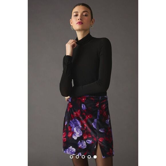 Anthropologie x Maeve Velvet Micro Mini Skirt Size 8 - Picture 2 of 11